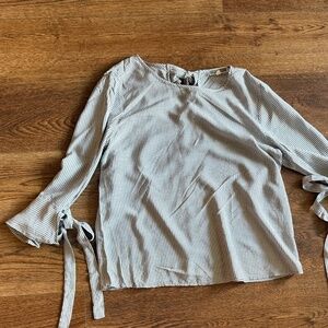 Anthropologie Striped Flowy Top with Tie Details - Size Medium